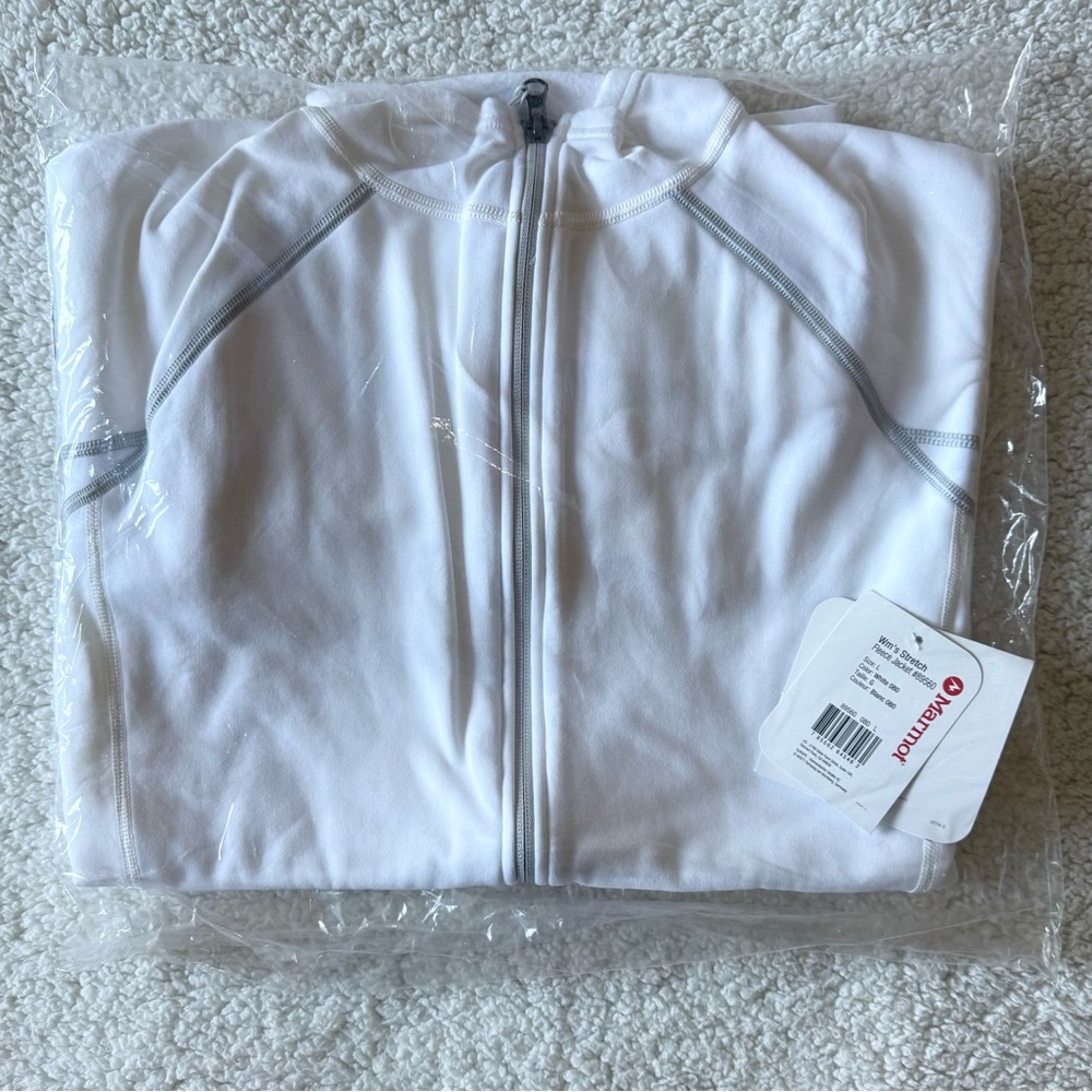 Marmot Women's Stretch Fleece Full Zip White Jacket Size Large New with Tags
